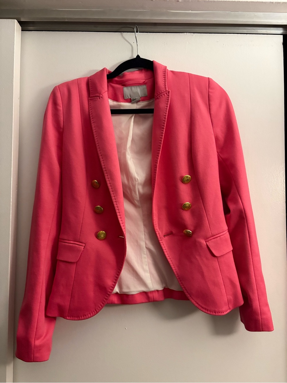 H&M Hot Pink Double-Breasted Blazer with Gold Buttons